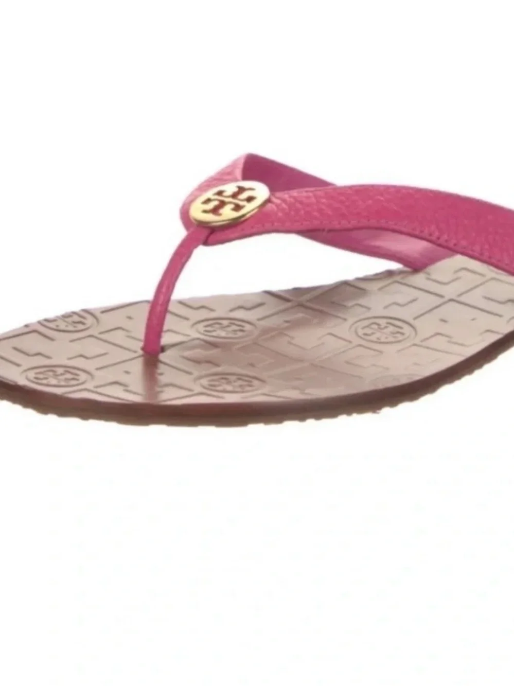 Tory Burch Thora leather thong sandals t-strap size 8 hibiscus